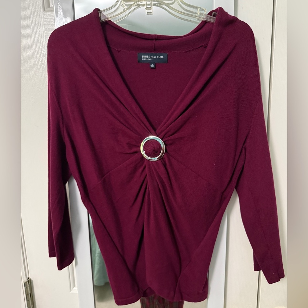 Burgundy V-Neck Top
